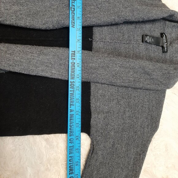 Marina Luna Women's Gray Black 100% Merino Wool Knit Cardigan Size S - Picture 4 of 7